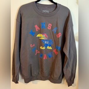 Kansas Jayhawks Gray Crewneck Sweatshirt, Size L
